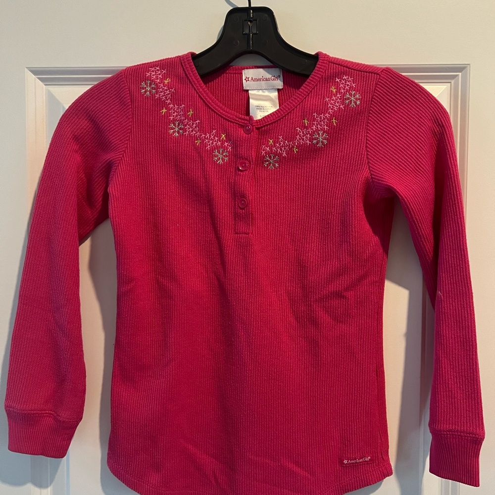 American Girl Fuchsia Long Sleeve Tee with Floral Detail